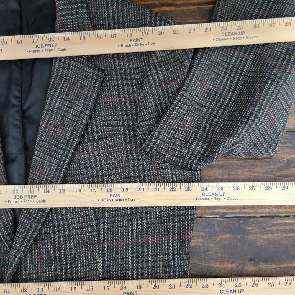 Robert Stock Men's Sport‎ Coat Blazer Two Button Brown Plaid Wool Size 44R